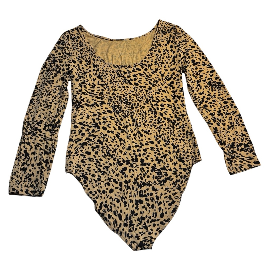 Daily Ritual Bodysuit Small Tan Black Animal Print Cotton Modal Elastane Stretch - Picture 5 of 12
